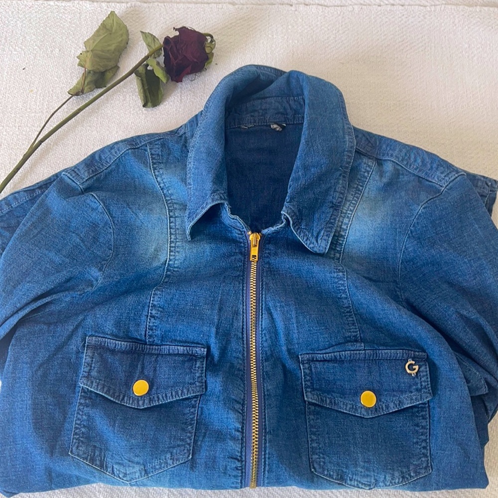 Guess Denim Zip Up Blouse